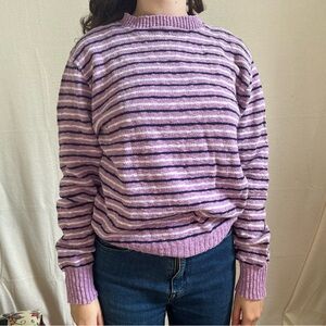 Bloomingdale’s Menswear Vintage Purple Stripe Chunky Cotton Sweater size M